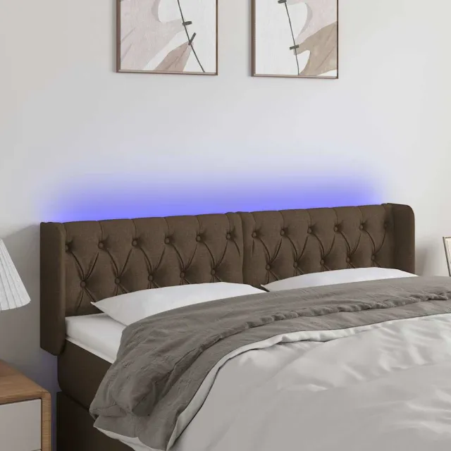 vidaXL Hoofdbord LED 163x16x78/88 cm stof donkerbruin