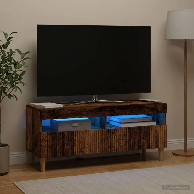 vidaXL LED tv-meubel ARNHEM 100 x 35 x 43 cm Oud hout Bewerkt hout Bruin