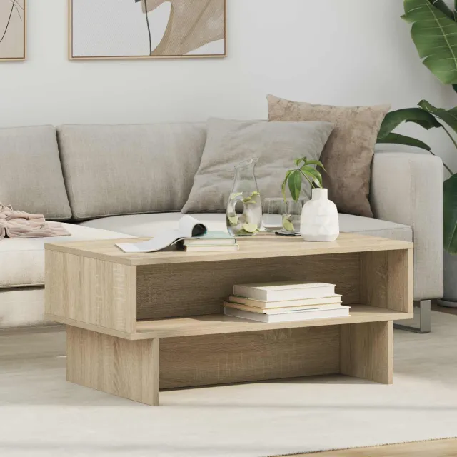 vidaXL Salontafel Sonoma Eiken 80 x 46 x 35 cm Bewerkt hout, foto 2