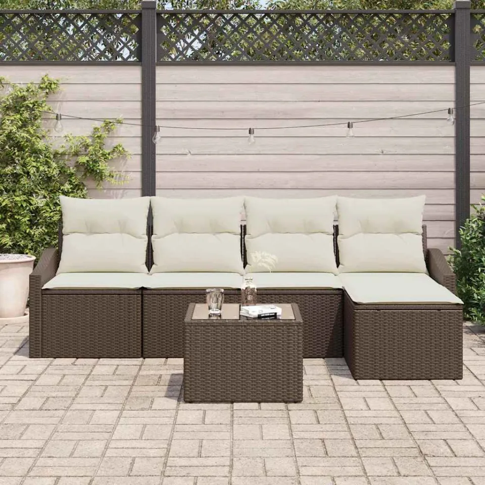 vidaXL Bankstel 6 st Bruin poly rattan, foto 3