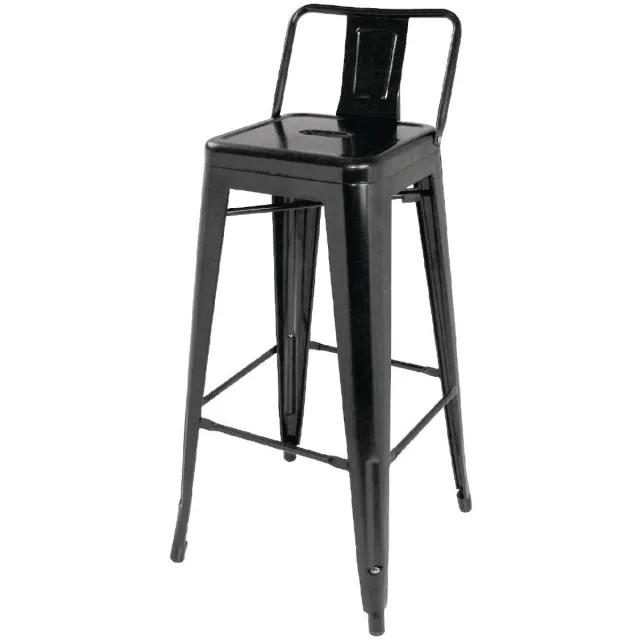 Bolero Stalen Bistro Barkruk Met Rugleuning Zwart (4 Stuks) - Bolero DL882 - Horeca & Professioneel
