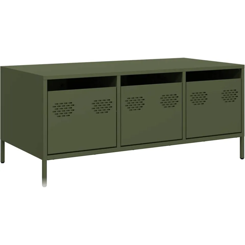 vidaXL Salontafel 101,5x50x43,5 cm koudgewalst staal olijfgroen