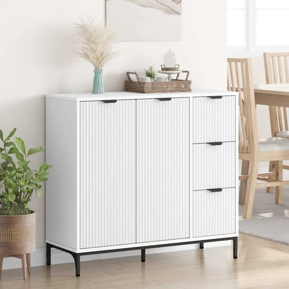vidaXL Dressoir Wit 89,5 x 33 x 82 cm Bewerkt hout, foto 4