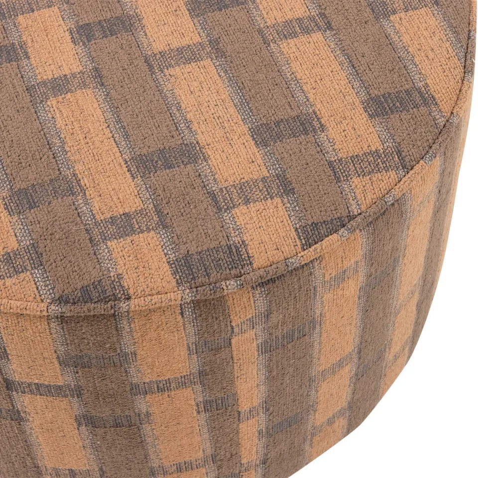 WOOOD Sarli Poef Laag Dessin - Chenille - Naturel/Beige - 36x60x60, foto 3
