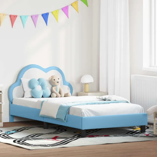 vidaXL Bedframe voor kinderen met hoofdbord Blauw 80 x 200 cm PU