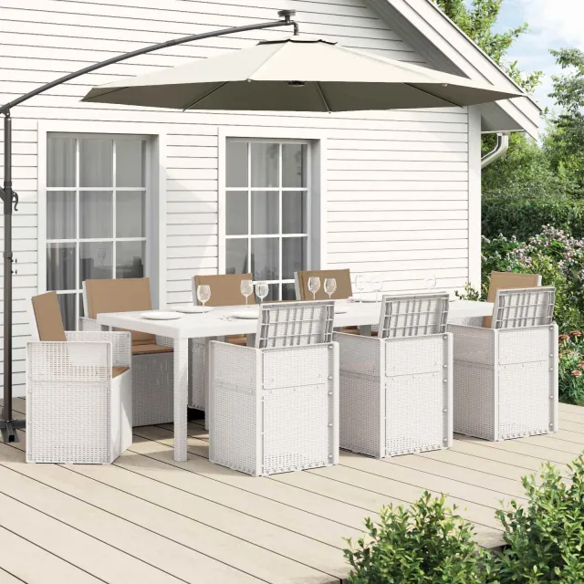 vidaXL Tuin eettafelset 9 st Wit en Taupe PP, foto 2