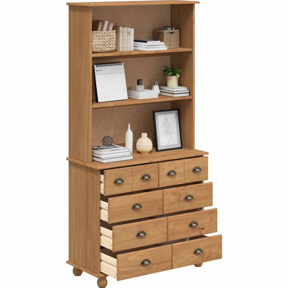 vidaXL Hutch ASKIM Honing Wax 91 x 40 x 184 cm Massief grenenhout bruin, foto 3