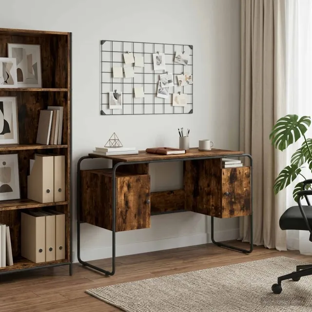 vidaXL Bureau met opbergruimte Gerookt eiken 120 x 50.5 x 75.5 cm Bruin