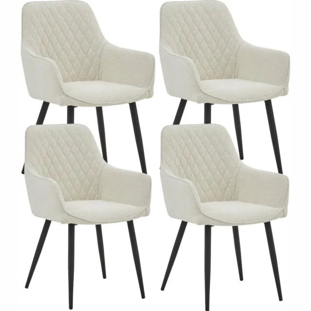 Colenis Beverly Eetkamerstoel - Set Van 4 - Wit - Bouclé Licht Beige