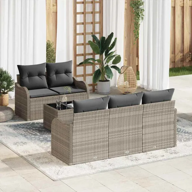 vidaXL Tuin Sofa Set Lichtgrijs poly rattan, foto 2