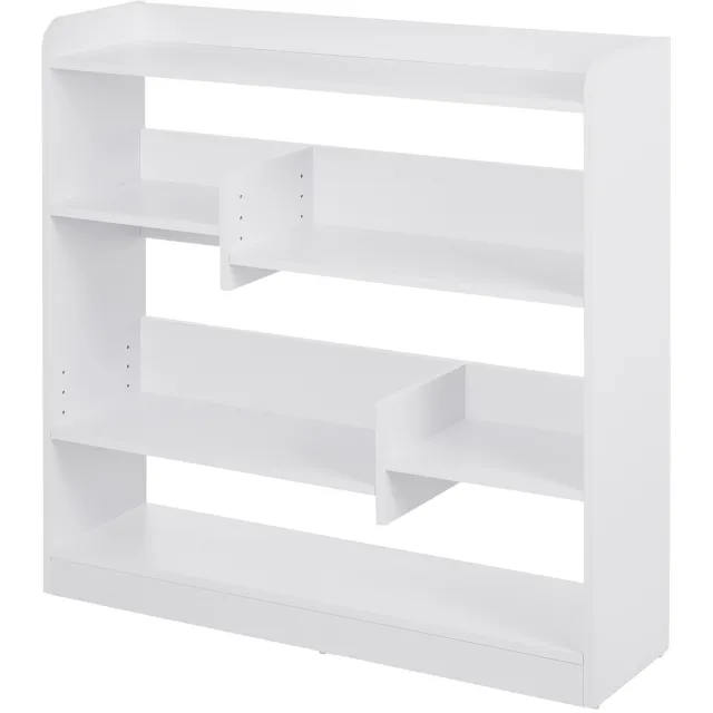 Lunpog Boekenkast plank opbergkast dim. 90L x 24B x 91H cm 4 niveaus 3 achterpanelen spaanplaat wit | 4 niveaus, 3 achterpanelen, spaanplaat