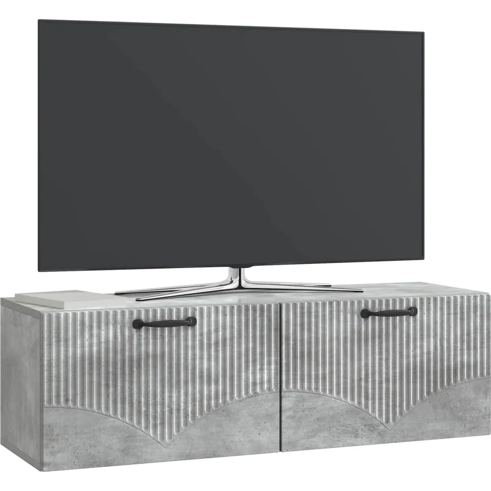 vidaXL Wandbeugel TV-kast Betongrijs 98 x 31 x 30 cm Bewerkt hout grijs, foto 2
