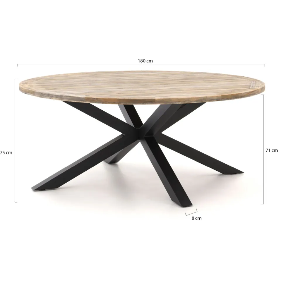 Intenso Furniture Intenso Asti/Rough-Y Ø180cm dining tuinset 7-delig grijs, foto 4