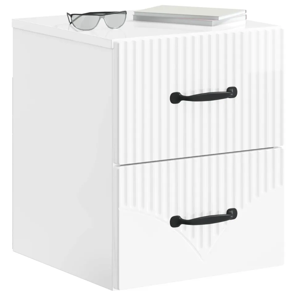 vidaXL Wandbeugel Bedkast 2 st Hoogglans Wit 34,5 x 33 x 40 cm