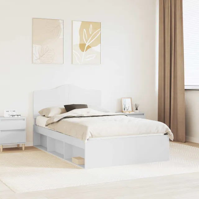 vidaXL Bedframe met hoofdeinde Wit 120 x 200 cm Massief grenenhout