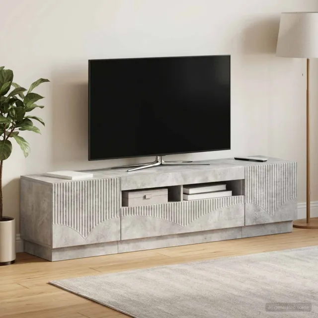 vidaXL LED tv-meubel HOORN 3 st Betongrijs Bewerkt hout grijs, foto 2