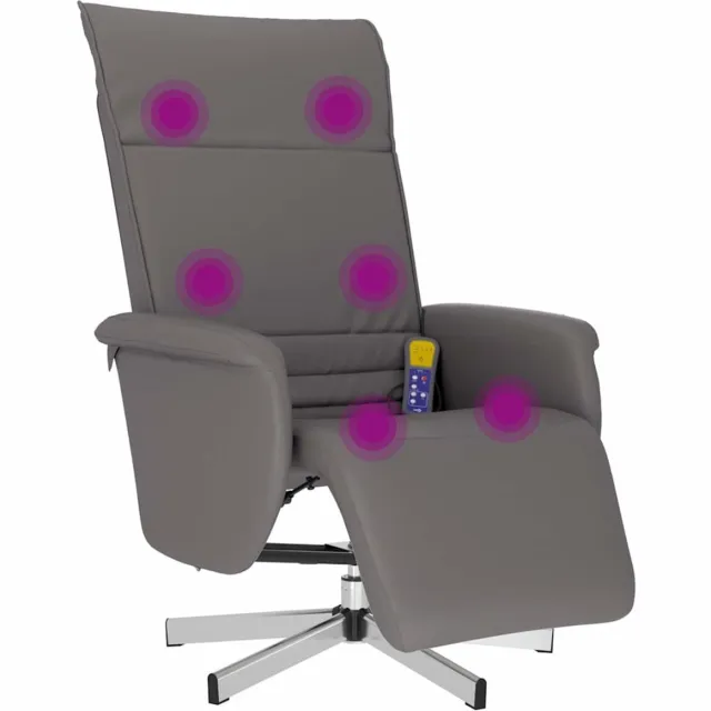vidaXL Massagestoel - verstelbaar - met - voetensteun - kunstleer - grijs