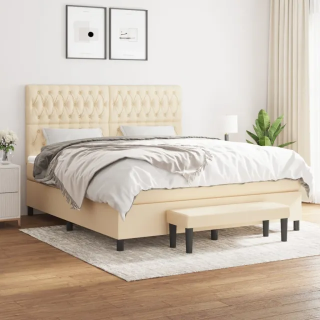 vidaXL Boxspring met matras stof crèmekleurig 180x200 cm