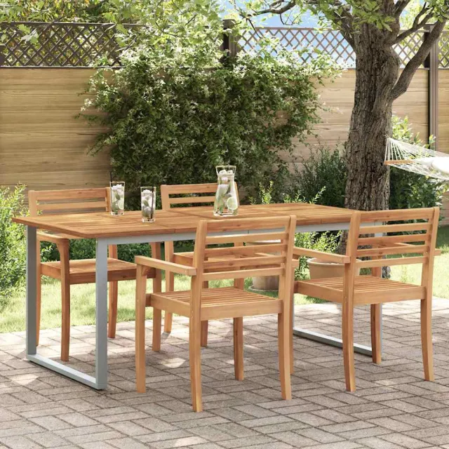 vidaXL Tuinstafel Grijs 180 x 90 x 75 cm Massief Acaciahout