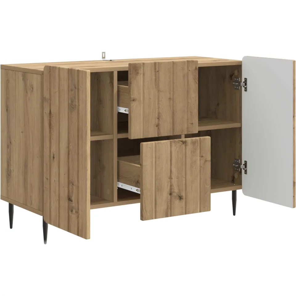 vidaXL Dressoir Artisanaal eiken 89 x 34,5 x 62 cm Bewerkt hout, foto 3