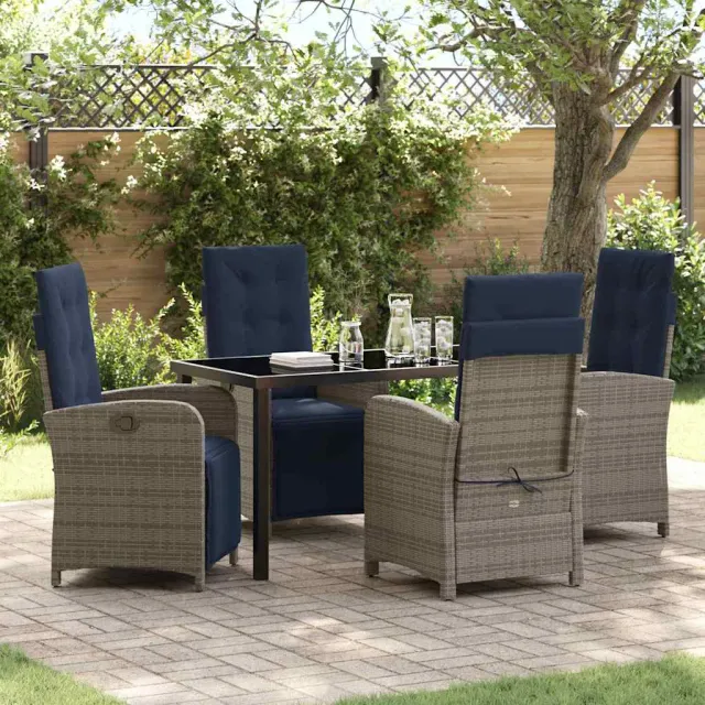 vidaXL Tuin eettafelset 5 st Grijs poly rattan, foto 2