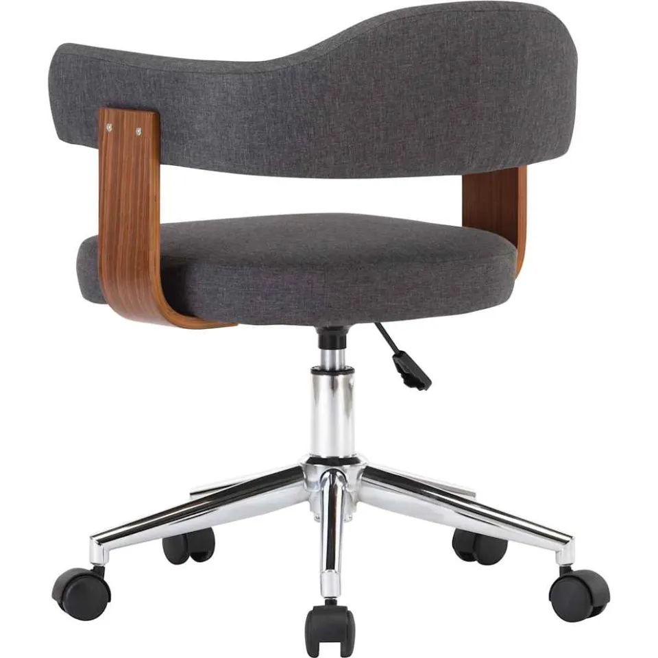 vidaXL Eetkamerstoelen 4 st draaibaar gebogen hout en stof grijs, foto 4