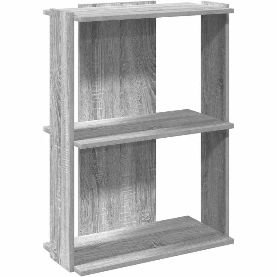 vidaXL Boekenkast 3-laags 60x30x80 cm bewerkt hout grijs sonoma eiken, foto 3