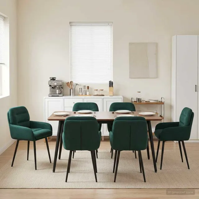 vidaXL Eettafelstoelen 6 st fluweel Donkergroen 59 x 59,5 x 90 cm groen