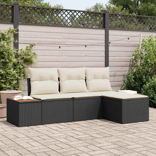 vidaXL Tuin Sofa Set 4 st Zwart poly rattan, foto 2