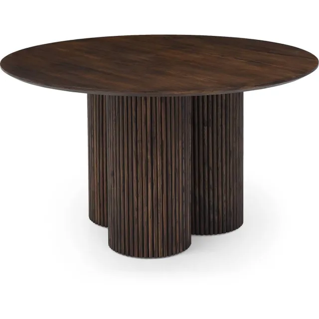 Goossens Eettafel Melani - 137 x 76 x 137 - eiken - bruin - rond - 6 personen eiken soft touch lak smoke