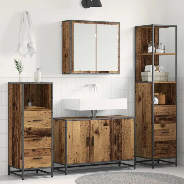 vidaXL Badkamermeubelset 4 st Oud Hout 90 x 33 x 60 cm Bewerkt hout bruin, foto 2