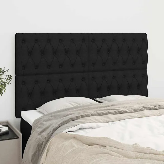 vidaXL Hoofdbord zwart 160x7x118/128 cm stof