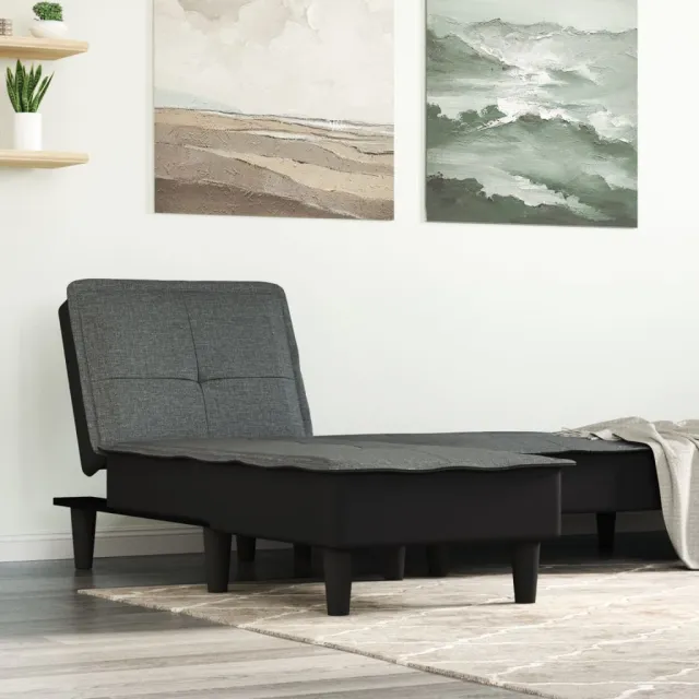 vidaXL Chaise longue stof donkergrijs grijs, foto 2