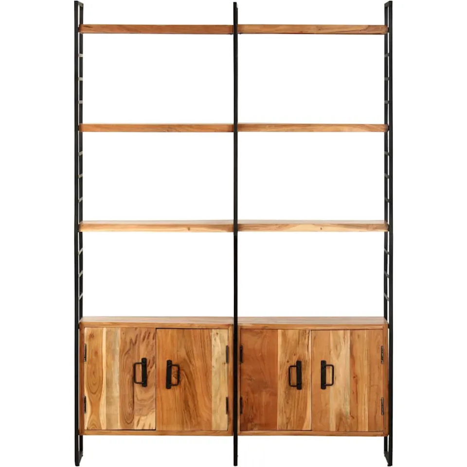 vidaXL Boekenkast met 4 schappen 124x30x180 cm massief acaciahout bruin, foto 2