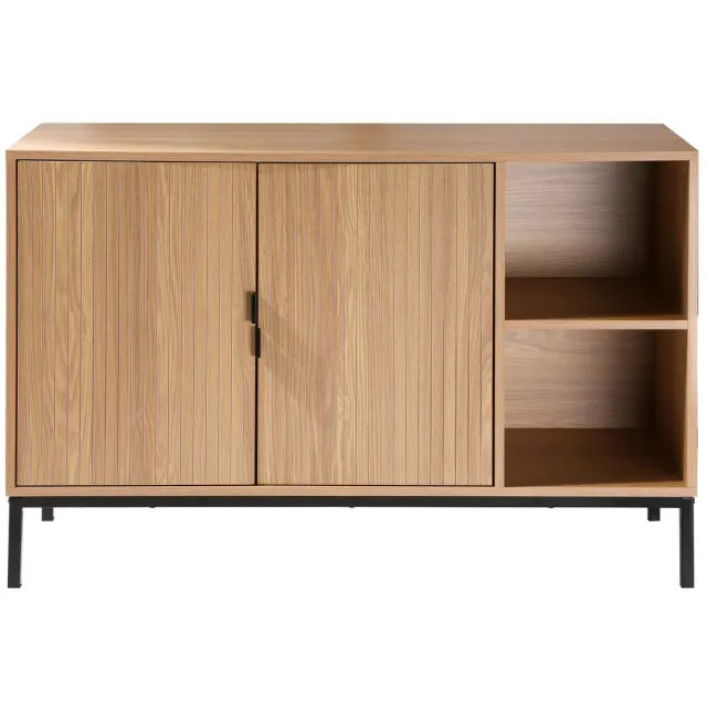 CaliCosy Dressoir met 2 deuren en 2 open vakken in groefhoutlook L110 cm - TARA houtlook