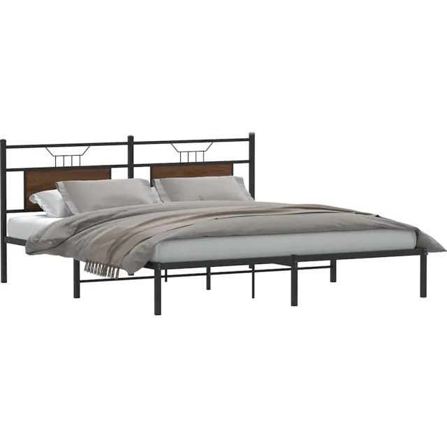 vidaXL Bedframe zonder matras 183x213 cm spaanplaat bruin eikenkleurig
