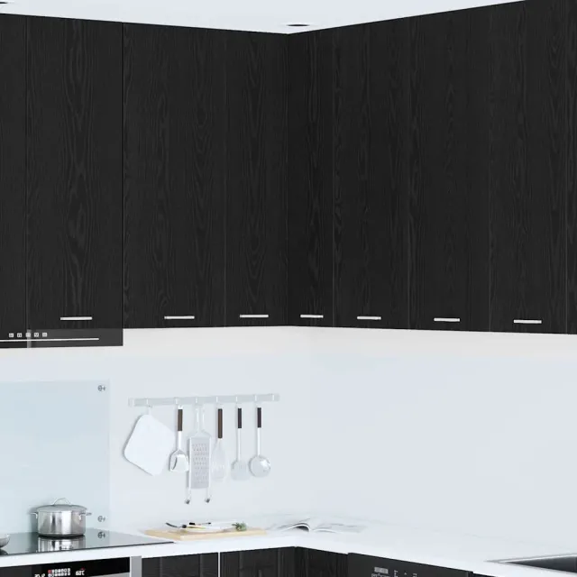 vidaXL Hangkast Zwarte Eik en Wit 57 x 57 x 100 cm Bewerkt hout