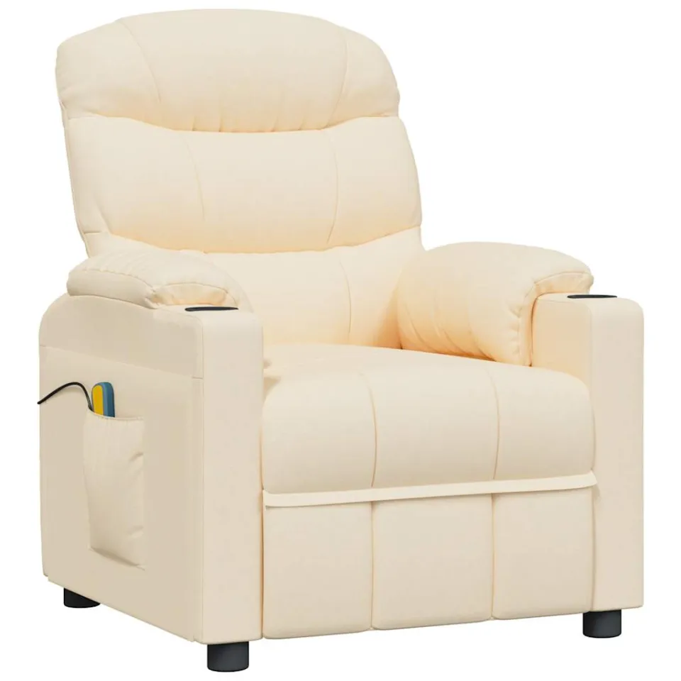 vidaXL Massagestoel elektrisch stof crèmekleurig, foto 3