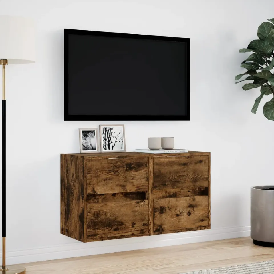 vidaXL Tv-wandmeubels met LED 2 st 41x31x45 cm gerookt eikenkleurig, foto 2