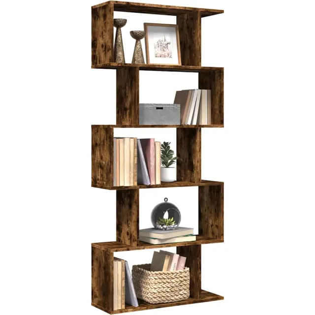 vidaXL Kamerscherm / boekenkast 5-laags 70x24x161 cm hout gerookt eik Bruin