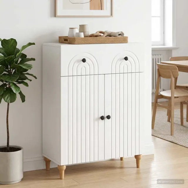 vidaXL Dressoir Hoogglans Wit 66 x 34,5 x 90 cm Bewerkt hout