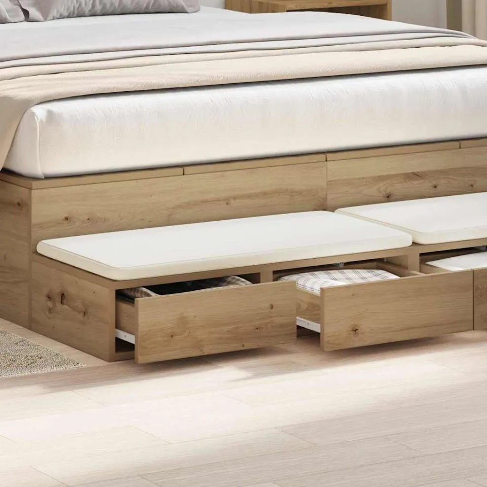 vidaXL Bedlades Artisan Eiken 140 x 36,5 x 16,5 cm Bewerkt hout, foto 3