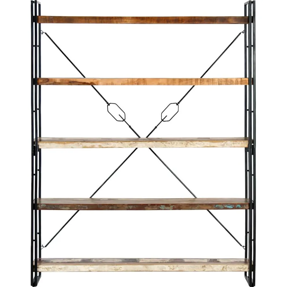 vidaXL Boekenkast met 5 schappen 140x30x180 cm massief gerecycled hout bruin, foto 2