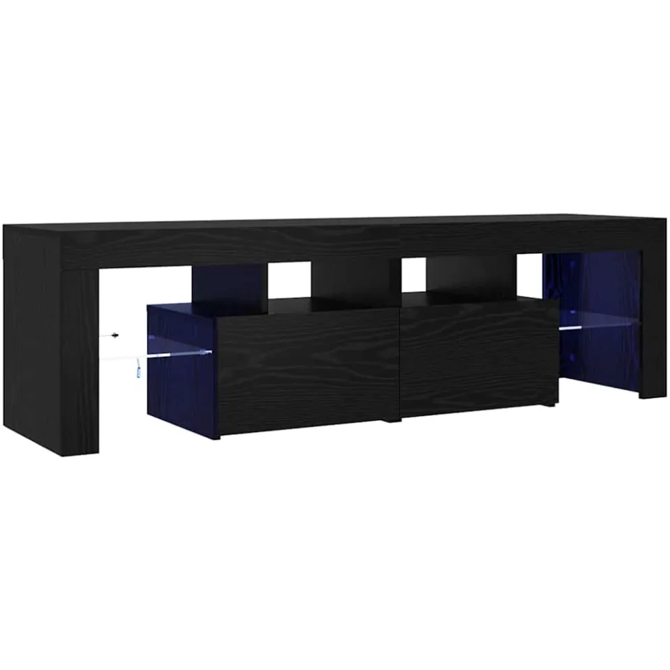 vidaXL Tv-meubel met LED 140x36,5x40 cm bewerkt hout zwart eiken