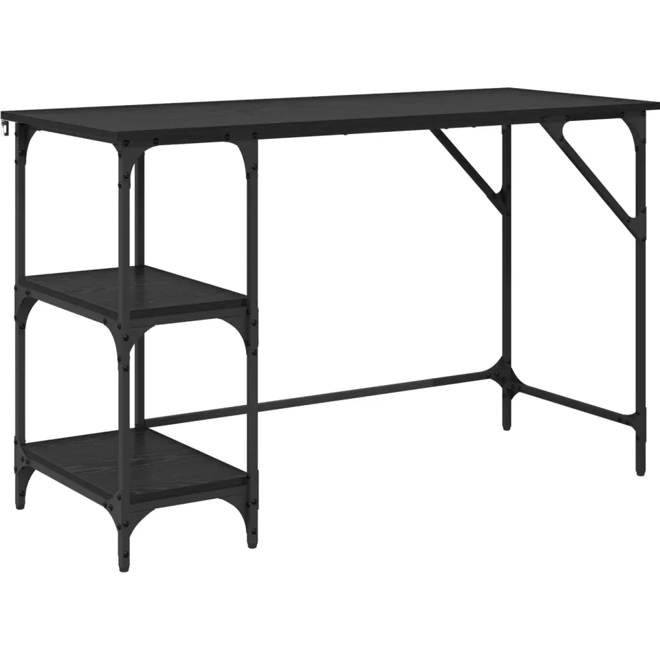 vidaXL Bureau Zwart Eiken 120 x 50 x 75 cm Bewerkt hout, foto 3