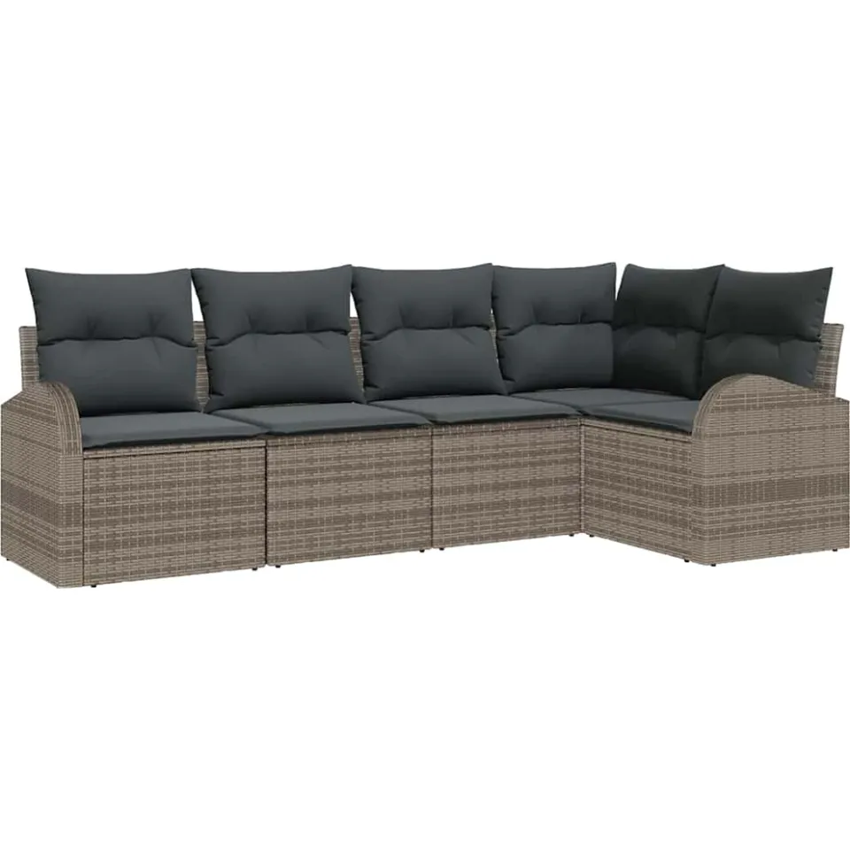 vidaXL Tuinbankenset 5 st Grijs poly rattan