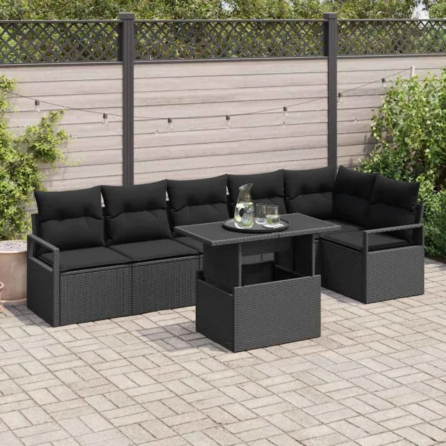 vidaXL Tuin Sofa Set 7 st Zwart poly rattan, foto 2
