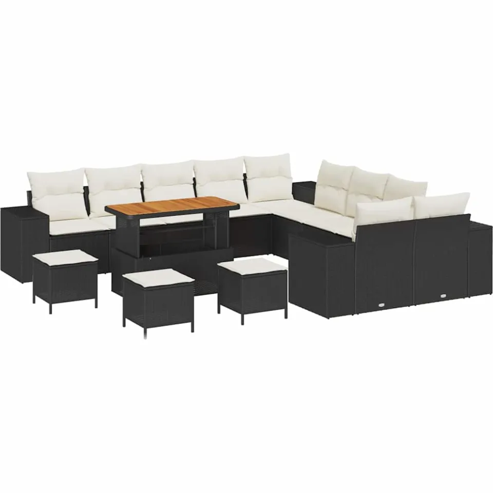 vidaXL Tuin Sofa Set 14 st Zwart poly rattan