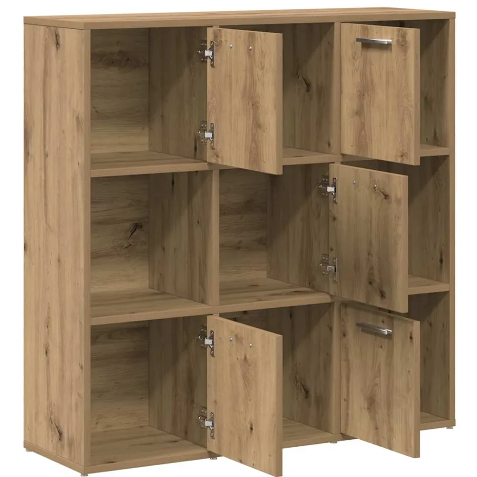 vidaXL Boekenrek 90x28x90 cm bewerkt hout artisanaal eikenkleurig, foto 4