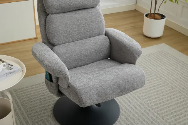YYchan fauteuil met voetenbank - grijs - 77 x 75,5 x 100 cm